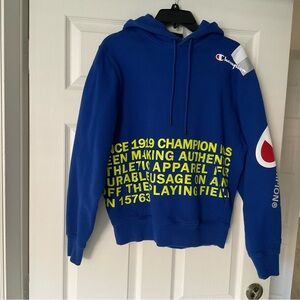Champion Blue and Yellow Graphic Hoodie